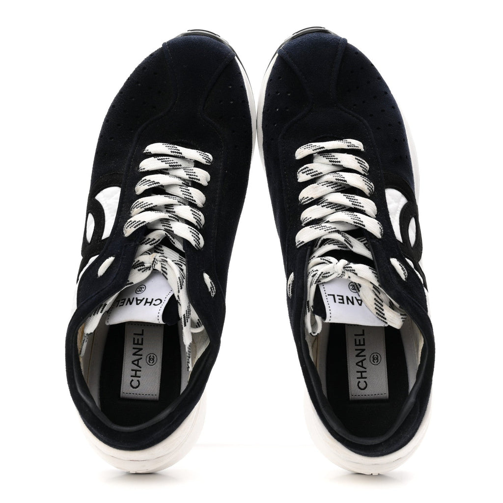 Fabric Suede Kidskin CC Sneakers 41 Dark Navy White