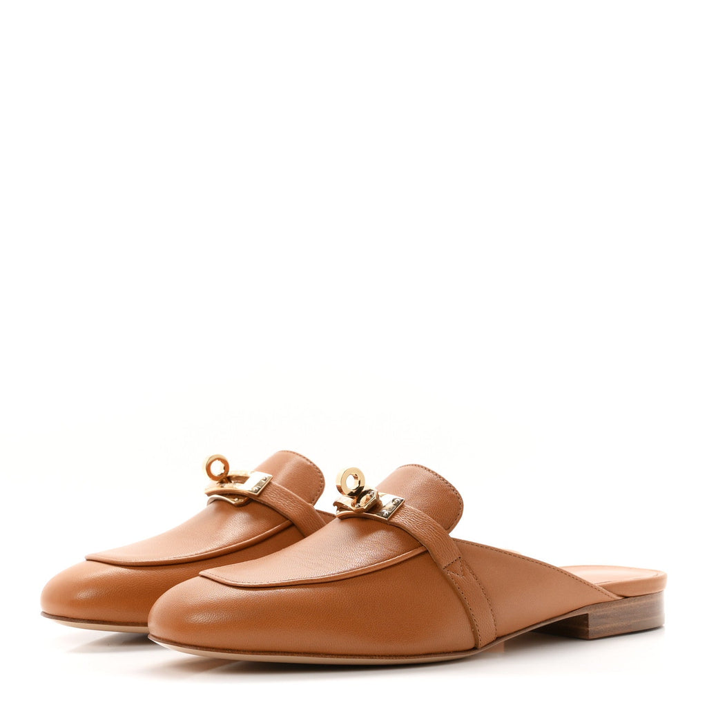 Calfskin Oz Mules 36 Naturel