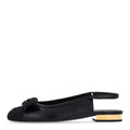 Lambskin Grosgrain Bow Cap Toe CC Slingback Flats 37.5 Black