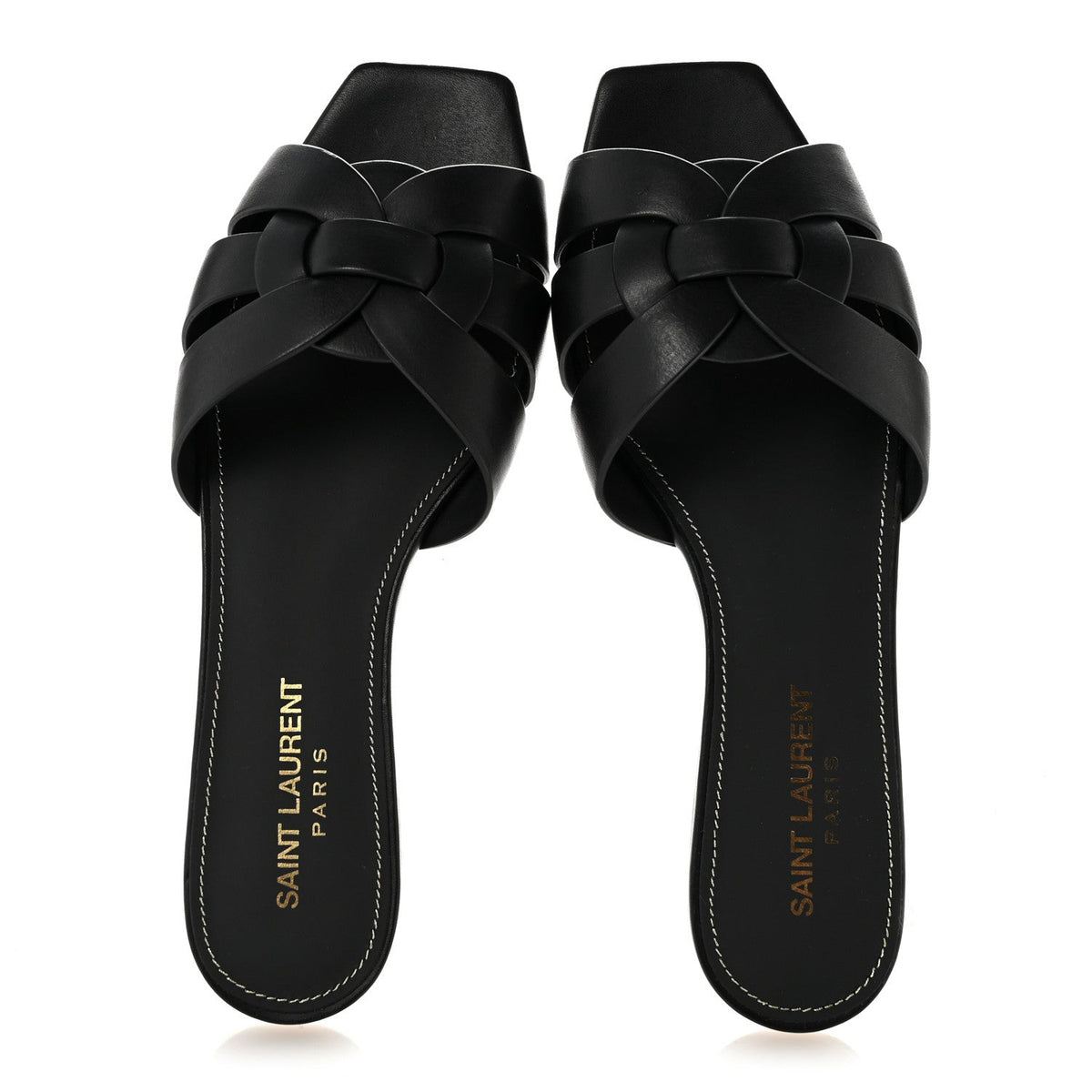 Calfskin Tribute 05 Slide Sandals 36.5 Black