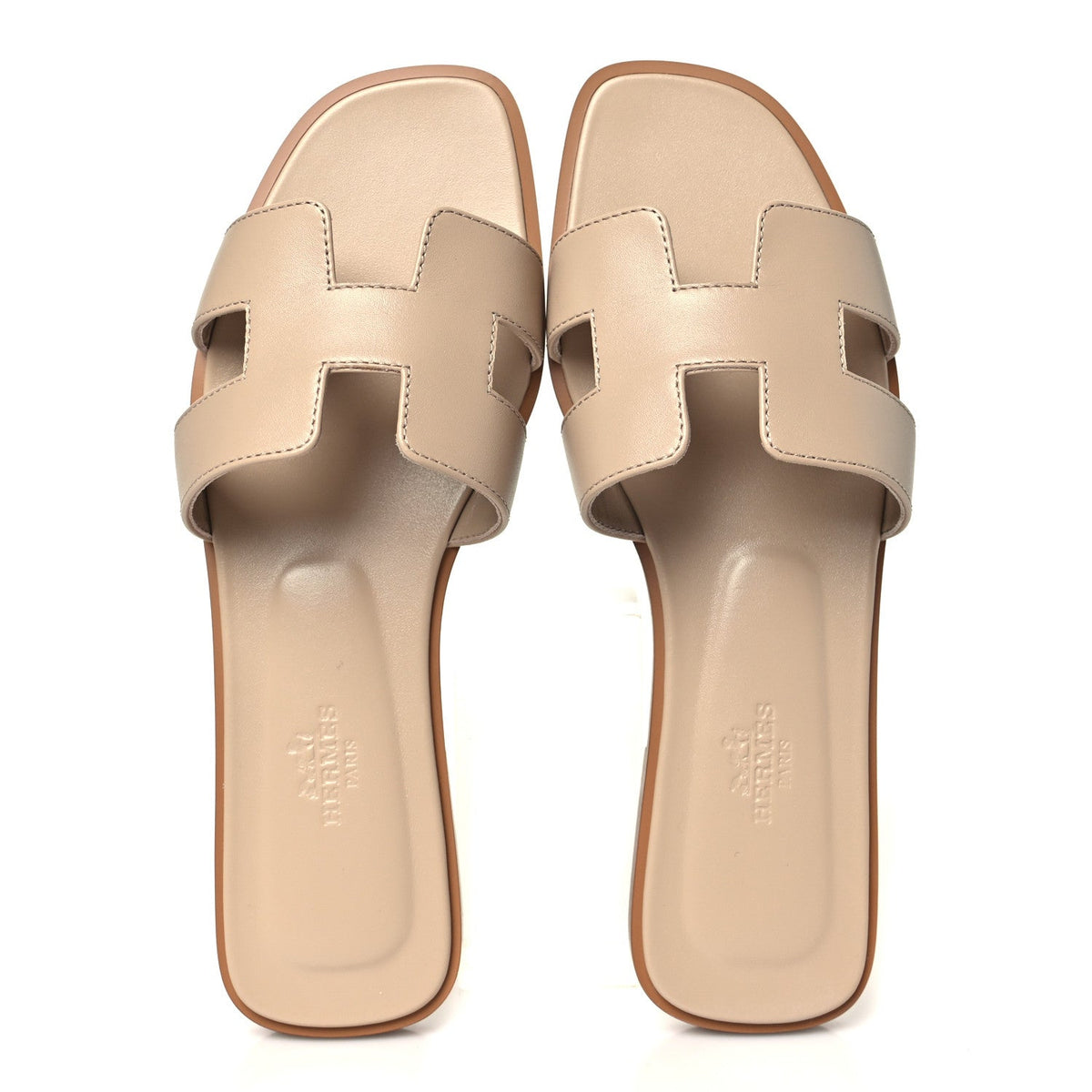 Box Calfskin Oran Sandals 37.5 Beige Nude