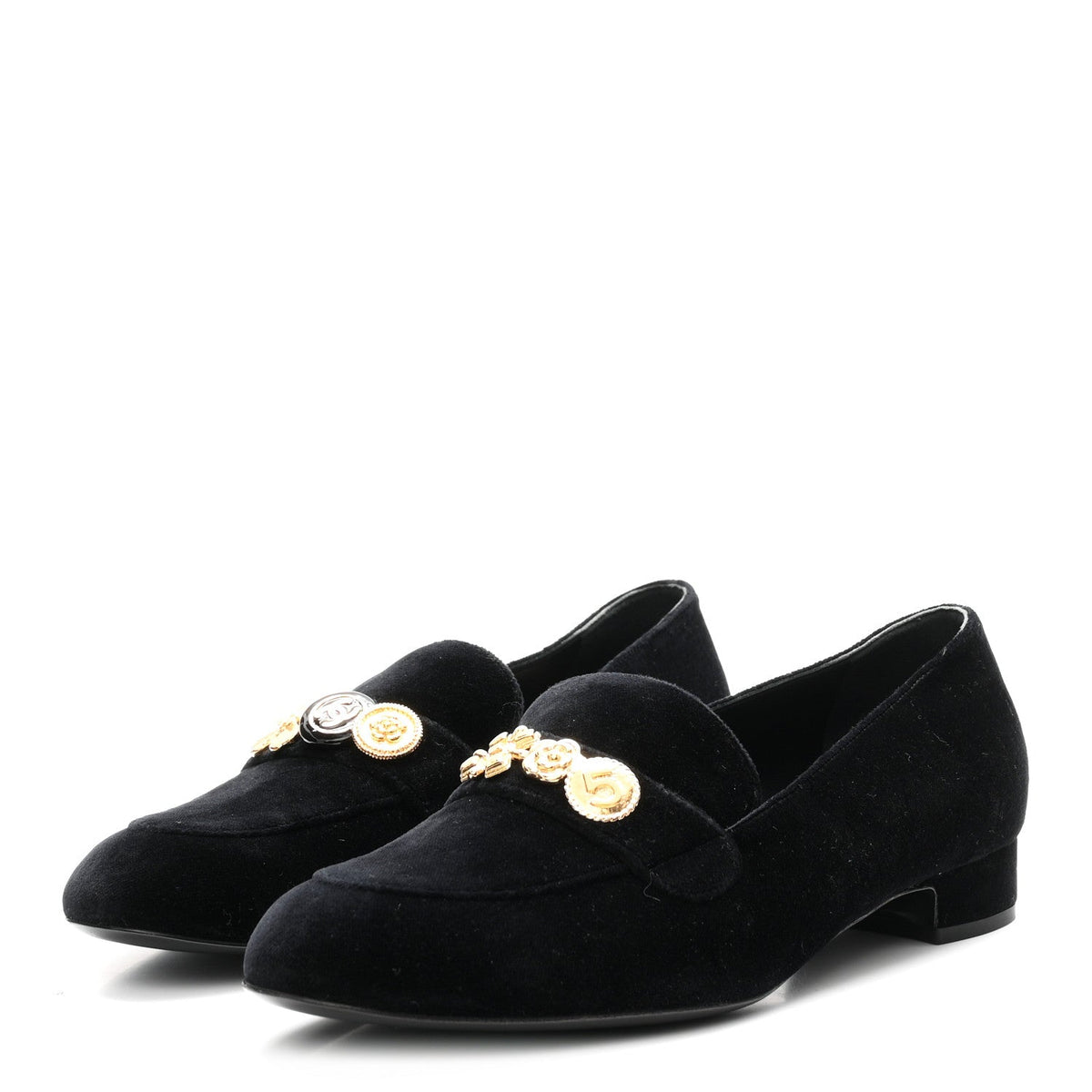 Velvet Moccasin Loafers 40 Black