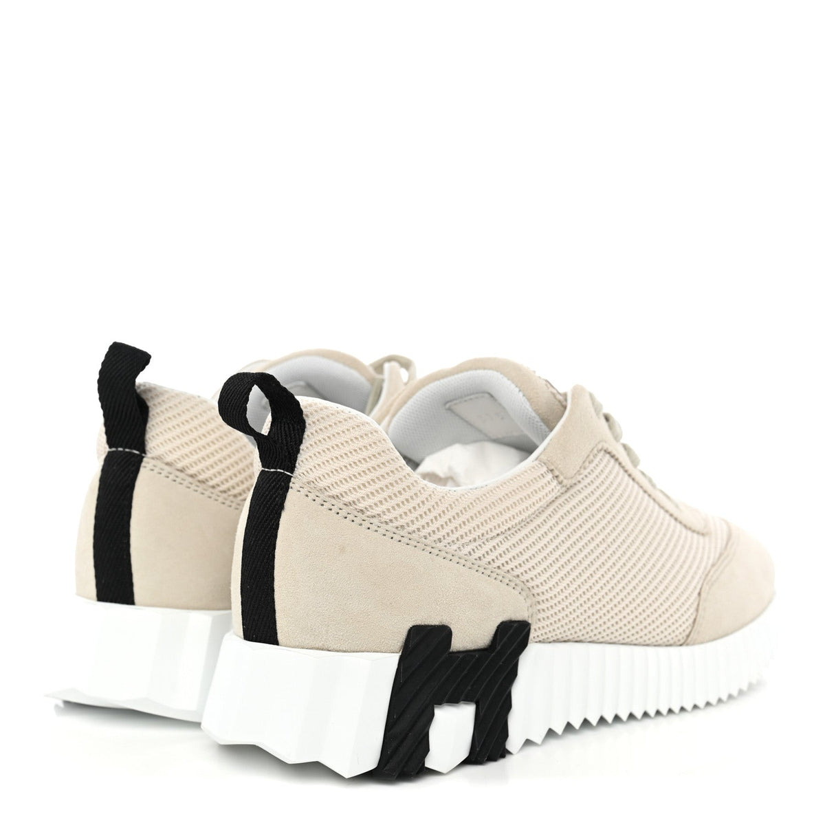 Textured Mesh Suede Goatskin Womens Bouncing Sneakers 37.5 Beige Glasie