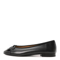 Lambskin Patent Cap Toe Ballerina Flats 39.5 Black