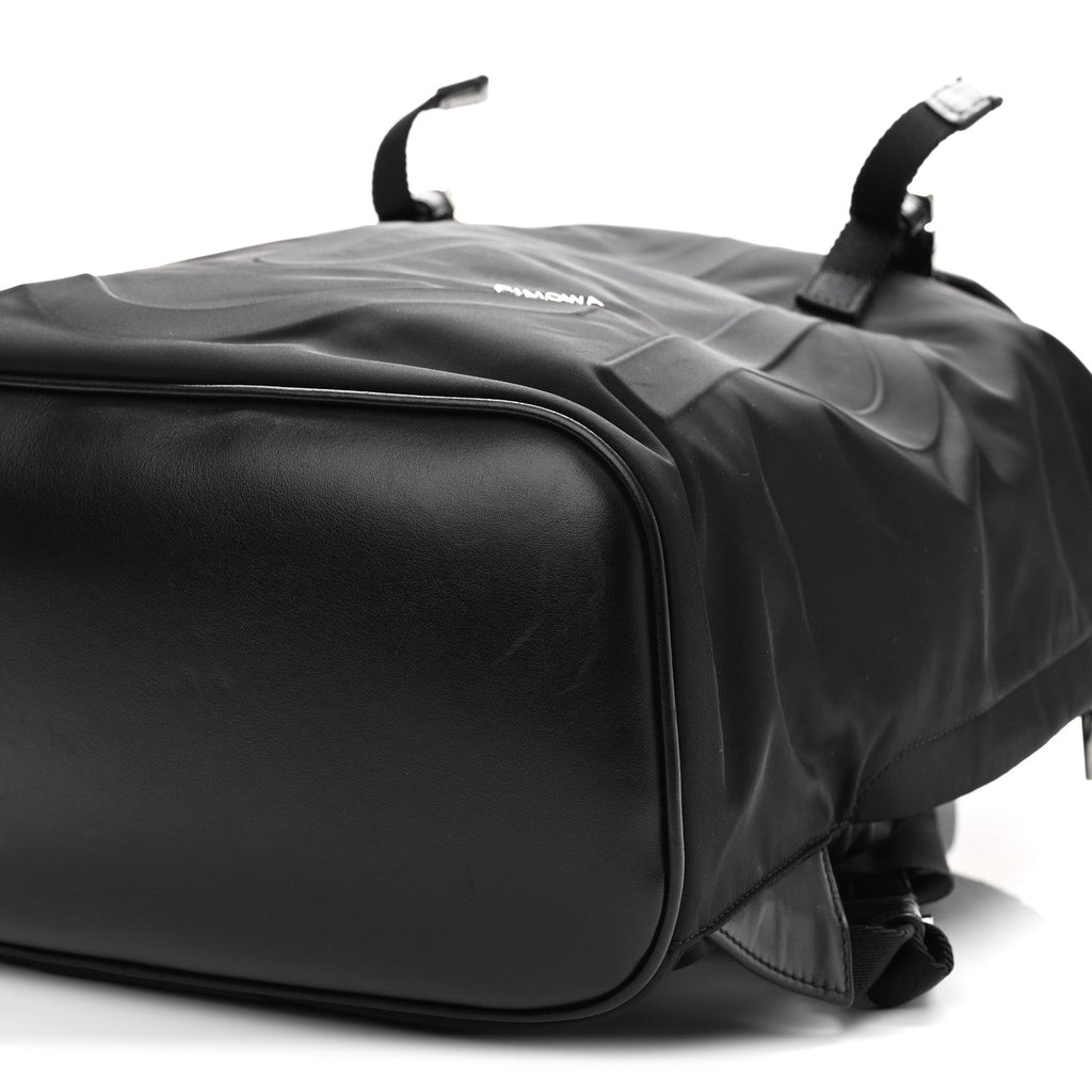 Nylon Calfskin Signature Backpack Black