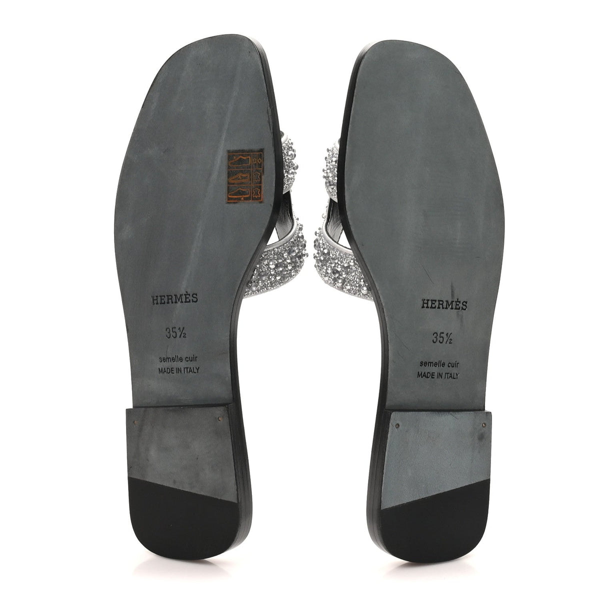 Velvet Goatskin Crystal Beads Oran Sandals 35.5 Gris Argente