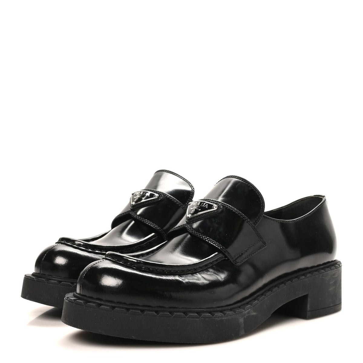 Spazzolato Metal Triangle Logo 50mm Loafers 40 Black