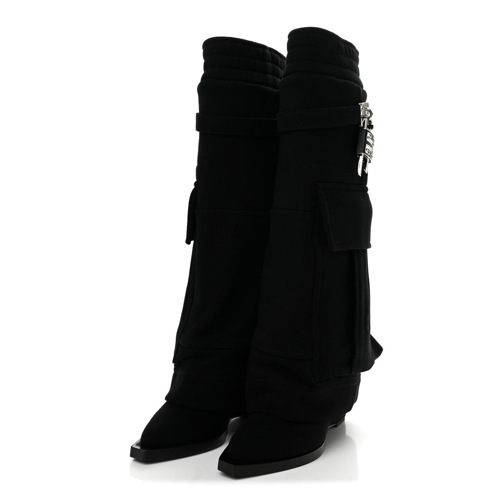 Fleece Shark Lock Pocket Cowboy Boot 35 Black