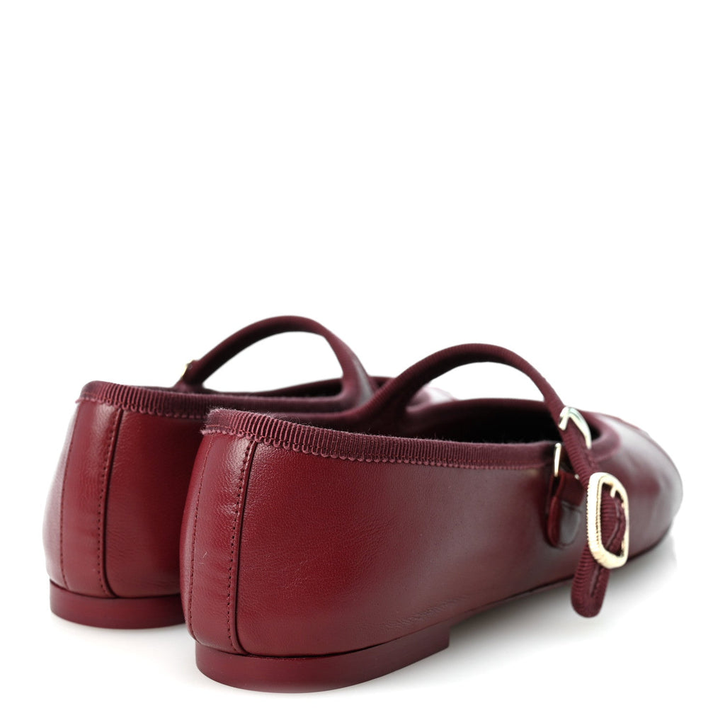 Lambskin Mary Jane Flats 36.5 Burgundy