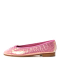Iridescent Calfskin Crocodile Embossed Ballerina Flats 38 Pink