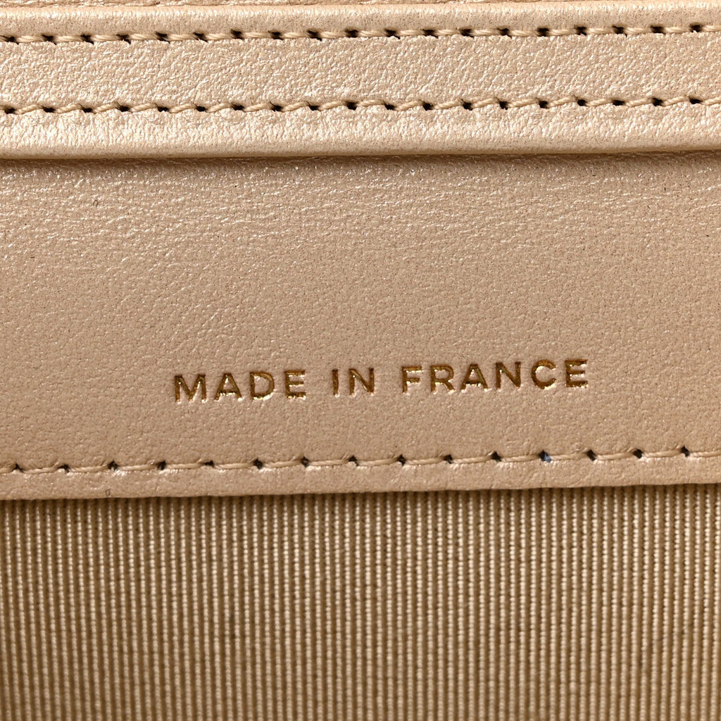 Metallic Lambskin Quilted Belt Bag Gold