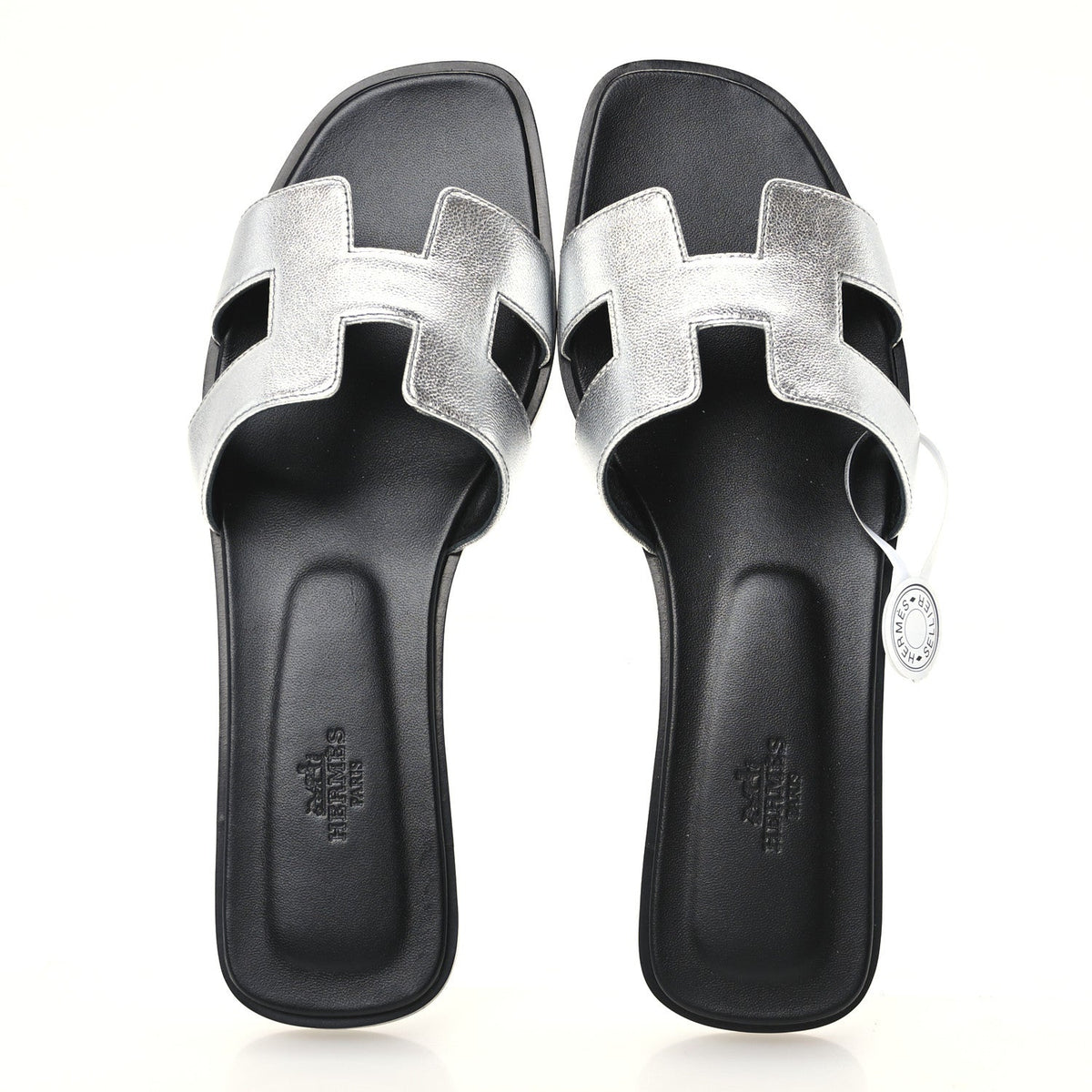 Metallic Chevre Oran Sandals 40.5 Gris Argente