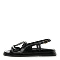 Crumpled Shiny Lambskin CC Cut Out Dad Sandals 40 Black