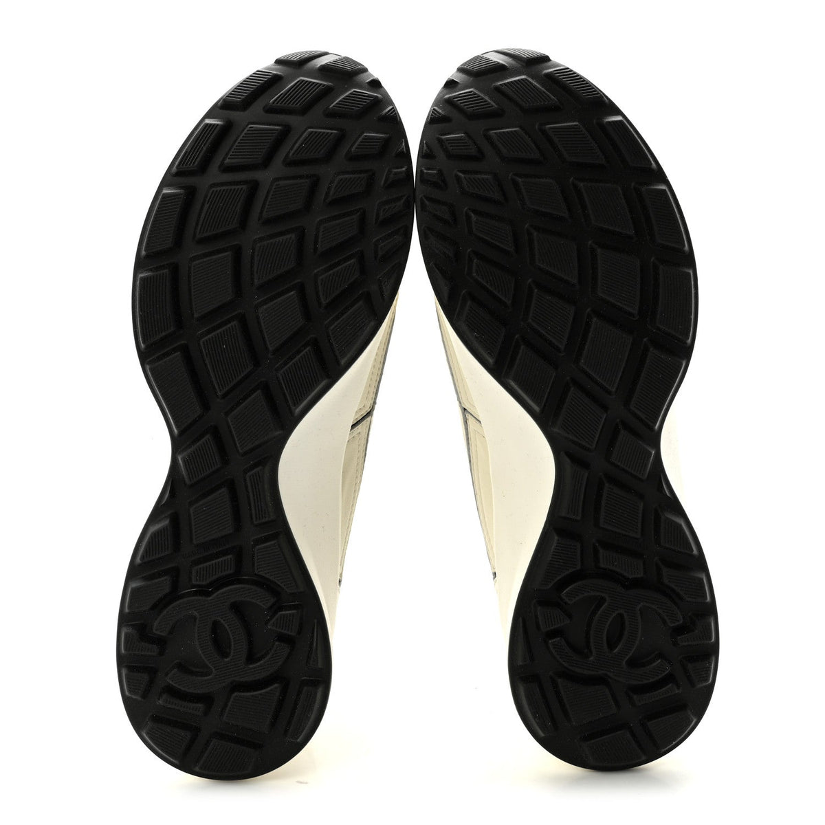 Calfskin Mixed Fibers CC Sneakers 39.5 Ivory Black