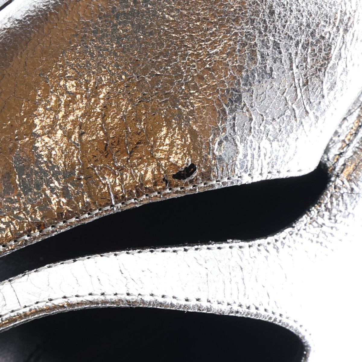 Broken Mirror Calfskin Tabi 80mm Sandal Pumps 38.5 Silver