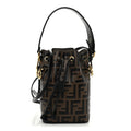Vitello Liberty F is Fendi Bi-Color FF 1974 Embossed Mini Mon Tresor Bucket Bag Maya Black