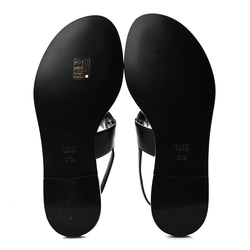 Jakarta Lifford Calfskin Web Interlocking G Thong Sandals 37.5 Black