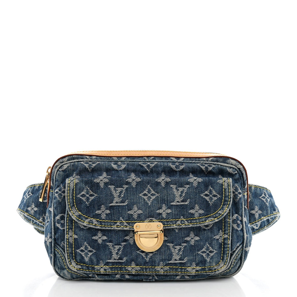 Monogram Denim Bum Bag Blue Blue