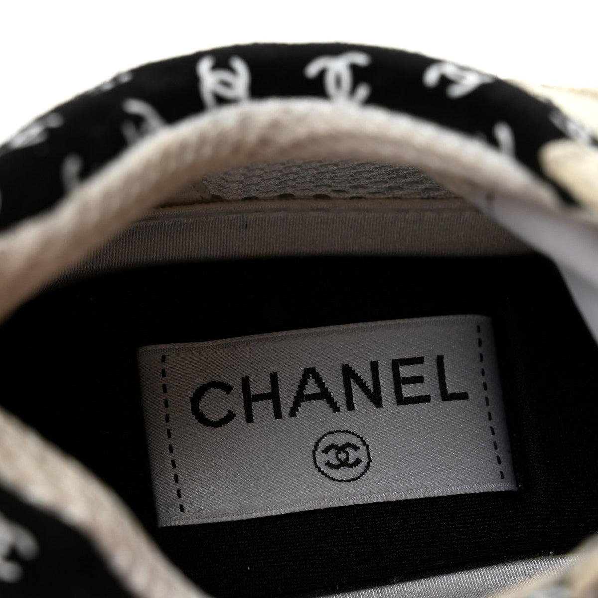 Nylon Suede Calfskin Printed CC Sneakers 35.5 White Black