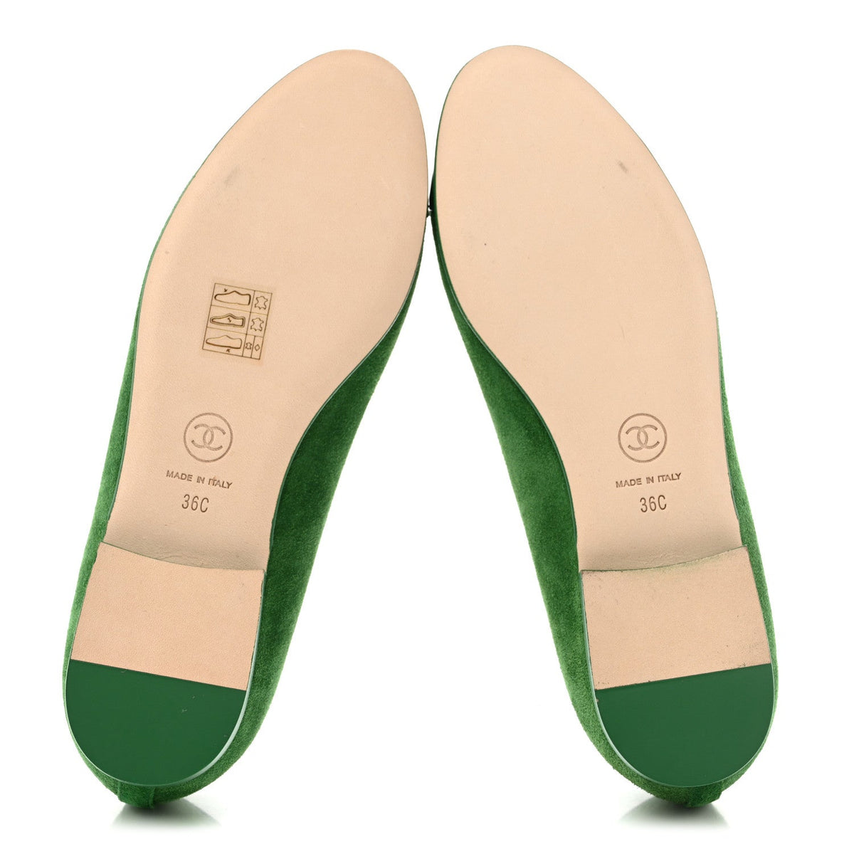 Suede Patent Cap Toe CC Ballerina Flats 36 Green