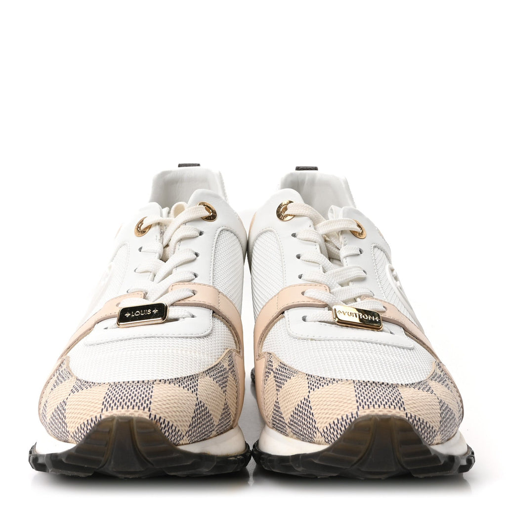 Calfskin Damier Azur Run Away Sneakers 39 White