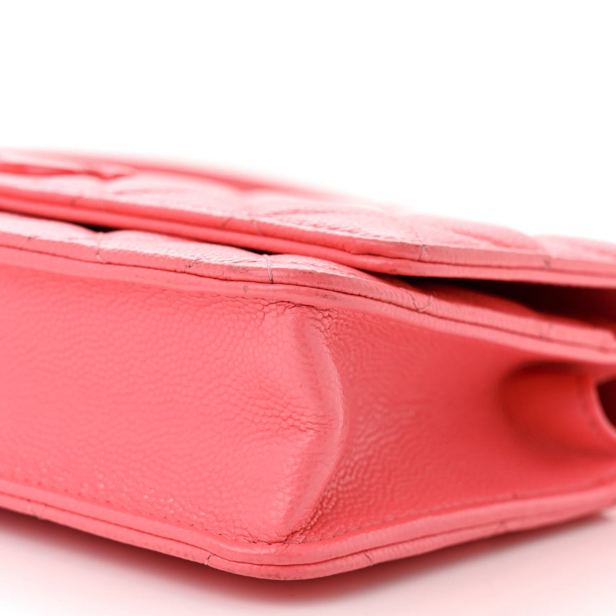 Caviar Quilted My Everything Wallet On Chain WOC Dark Coral