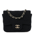 Jersey Quilted Flap Chain Waist Bag Black
