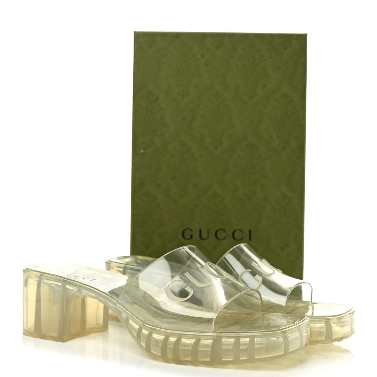Rubber Gucci Logo Womens Platform 20/60mm Slide Sandals 40 Transparent