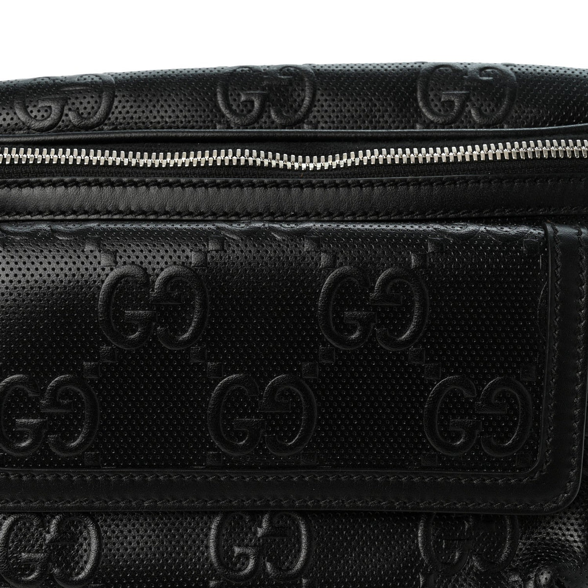 Calfskin GG Tennis Embossed Pocket Belt Bag Black