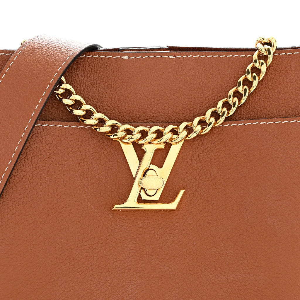 Calfskin Lock and Walk Bucket Cognac