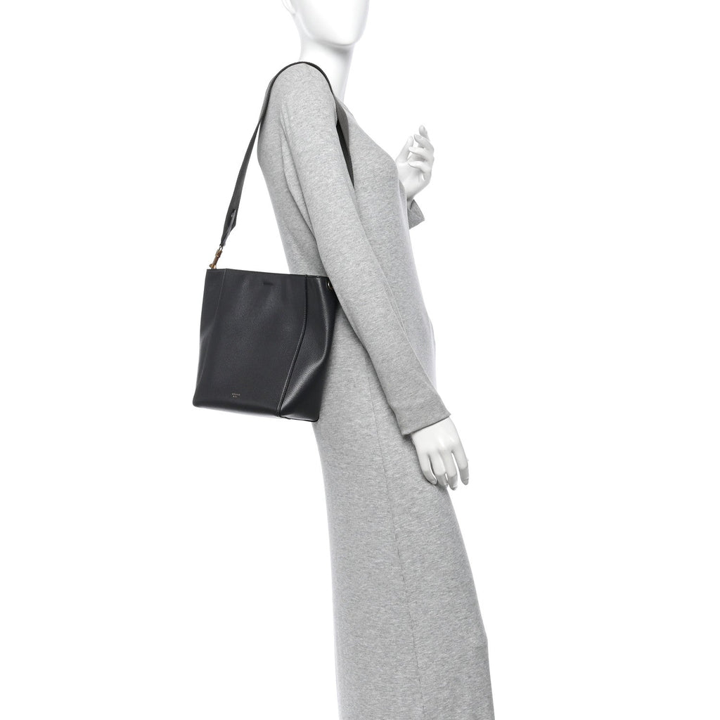 Soft Grained Calfskin Small Sangle Bucket Bag Kohl