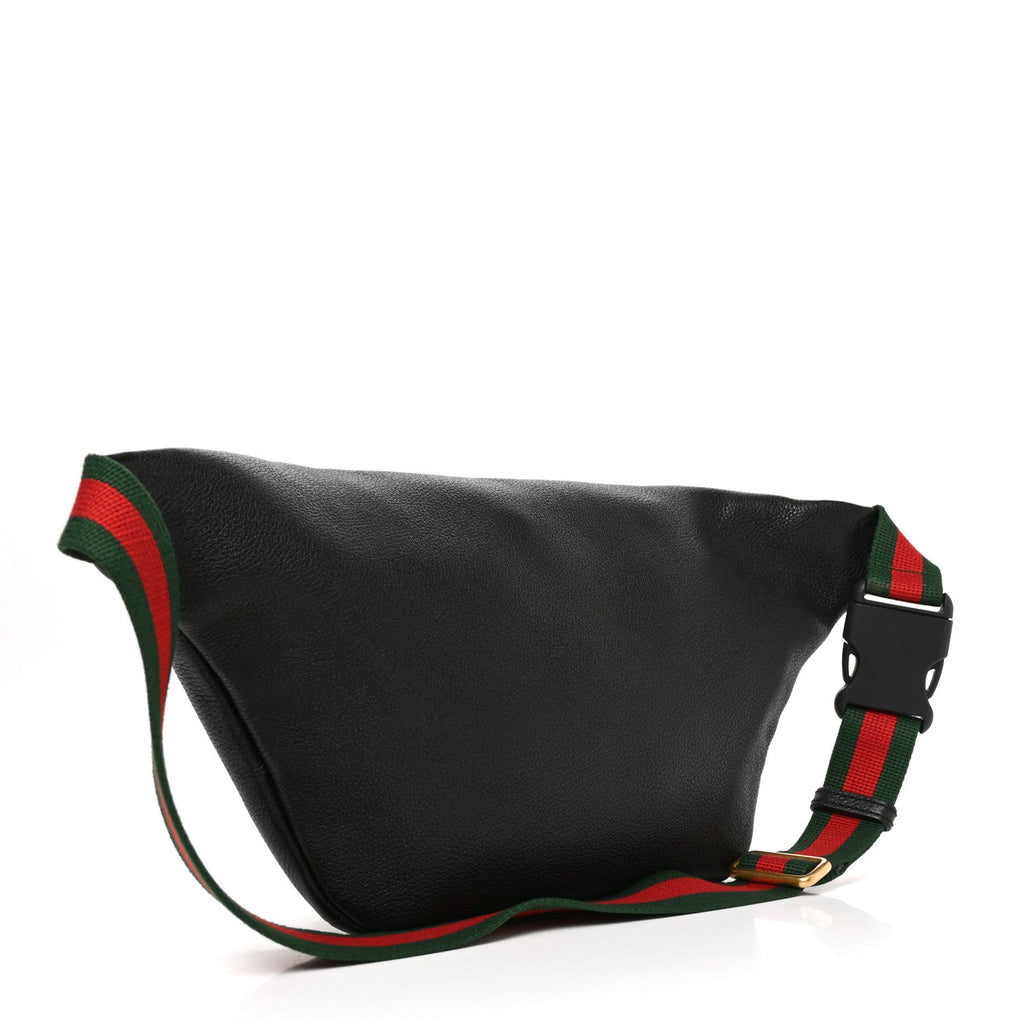 Grained Calfskin Logo Belt Bag Black