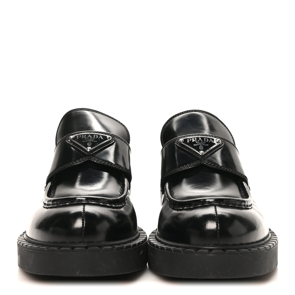 Spazzolato Metal Triangle Logo 50mm Loafers 40 Black