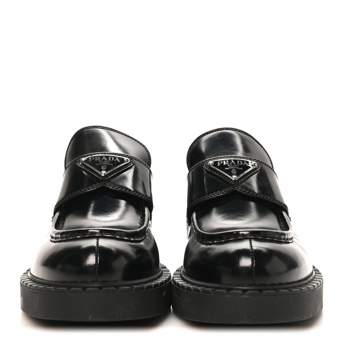 Spazzolato Metal Triangle Logo 50mm Loafers 40 Black
