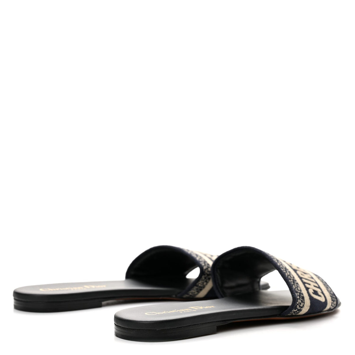 Canvas Embroidered Dway Mules Slide Sandals 37.5 Deep Blue