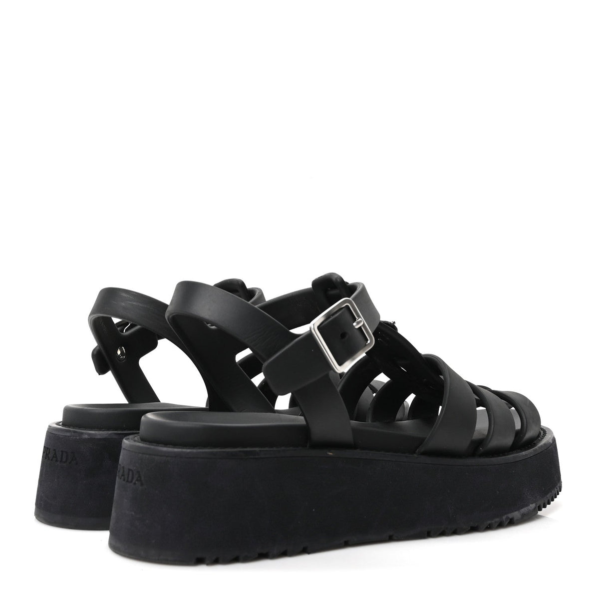 Foam Rubber Metal Triangle Logo Soft Cage Women Sandals 39 Black