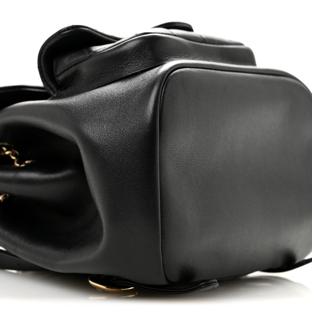 Lambskin Quilted Small Duma Drawstring Backpack Black