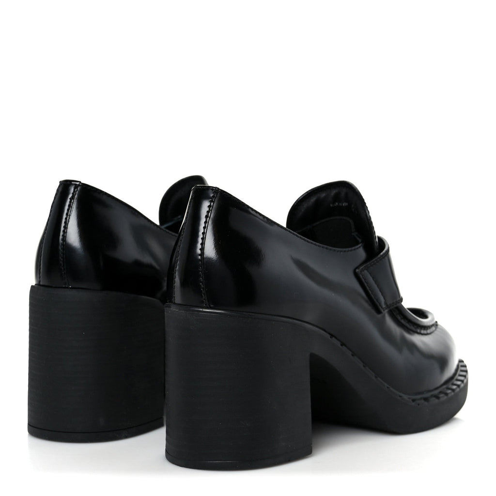 Spazzolato Metal Triangle Logo 85mm Loafers 40 Black