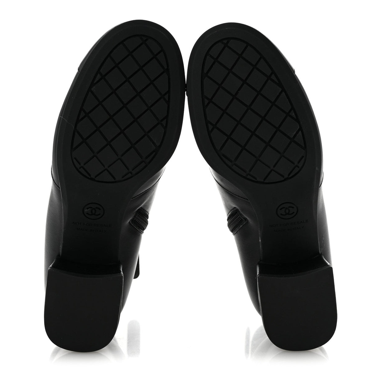 Stretch Lambskin Cap Toe CC Uniform Short Boots 35 Black