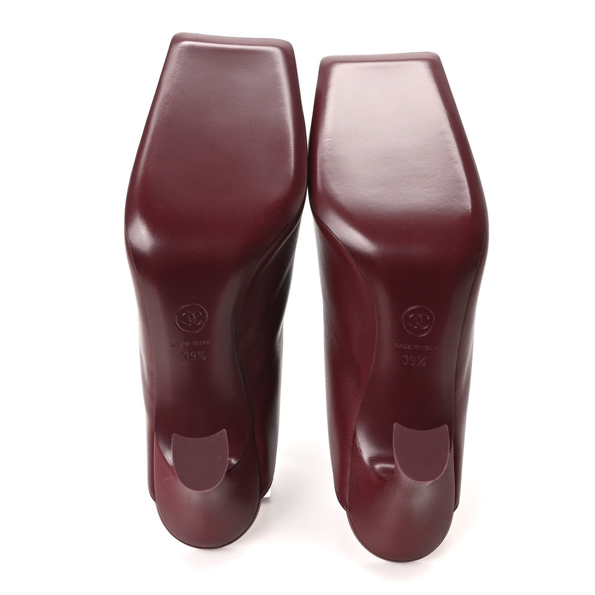 Lambskin Squared Toe Mules 39.5 Dark Burgundy Light Green