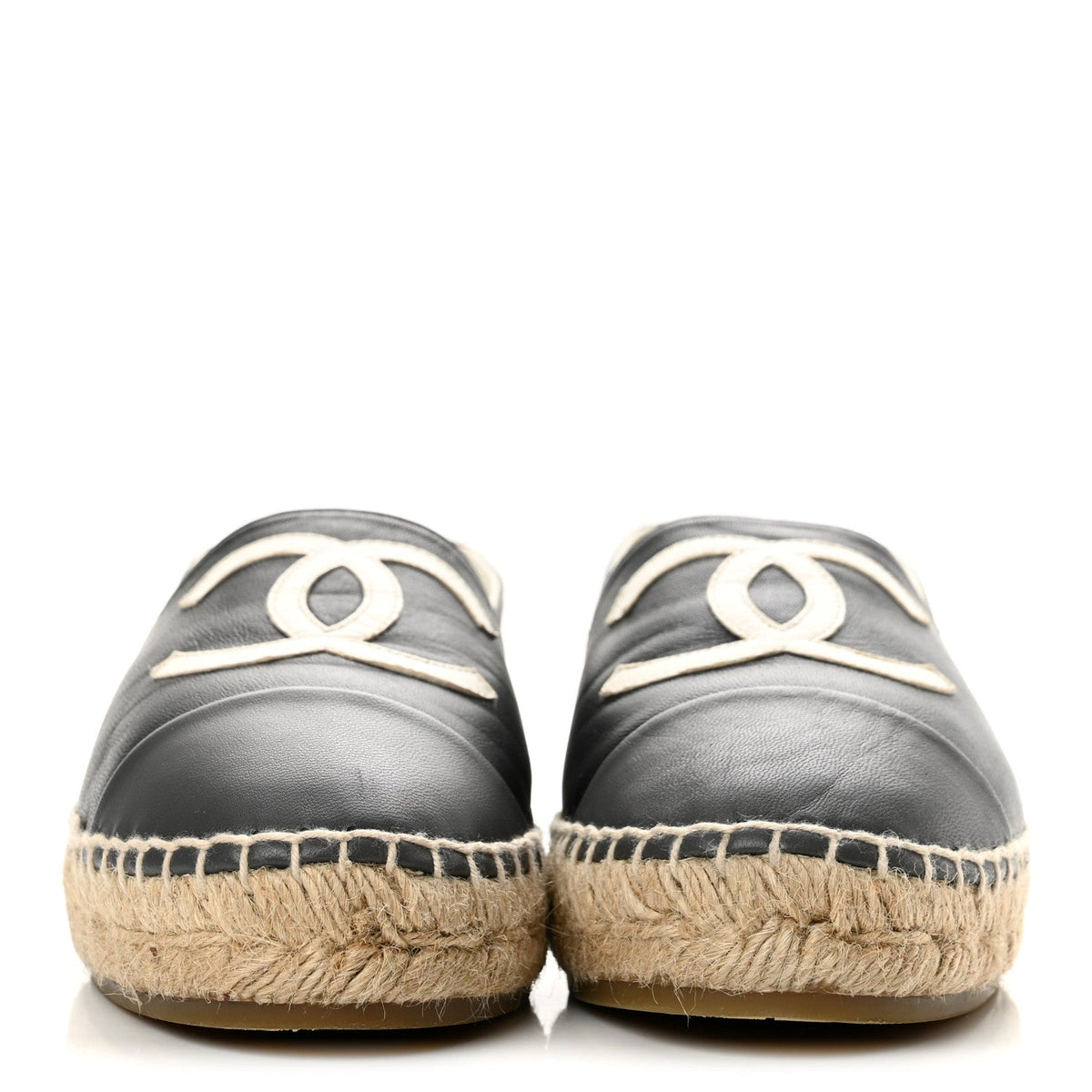 Lambskin CC Espadrilles 37 Black White Dark Grey