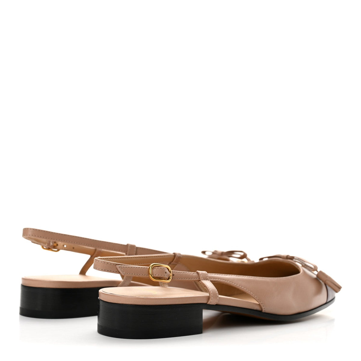 Calfskin VLogo Valet Du Roi Slingback Ballerina Flats 38 Rose Cannelle Garnet