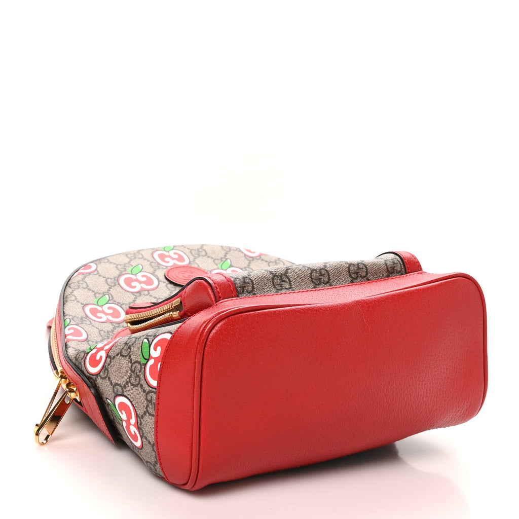 GG Supreme Monogram Apple Small Retro Interlocking G Day Backpack Beige Multicolor Lobster Red