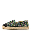 Tweed Grosgrain CC Espadrilles 37 Green Pink Yellow Black