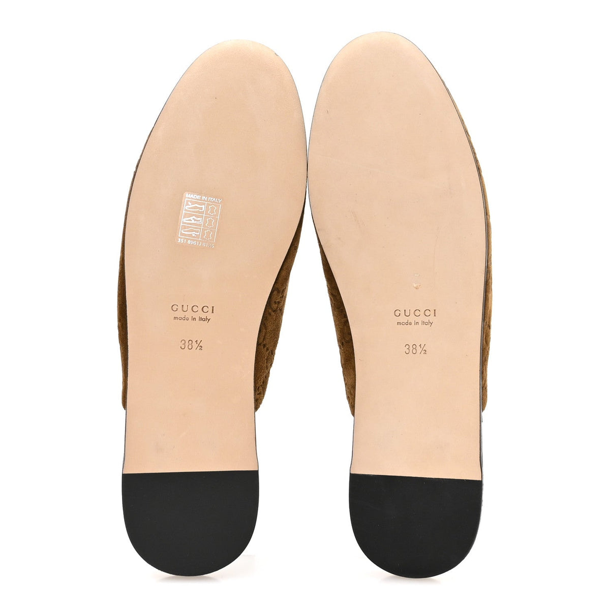 Suede GG Debossed Annette Horsebit Flat Mules 38.5 Brown