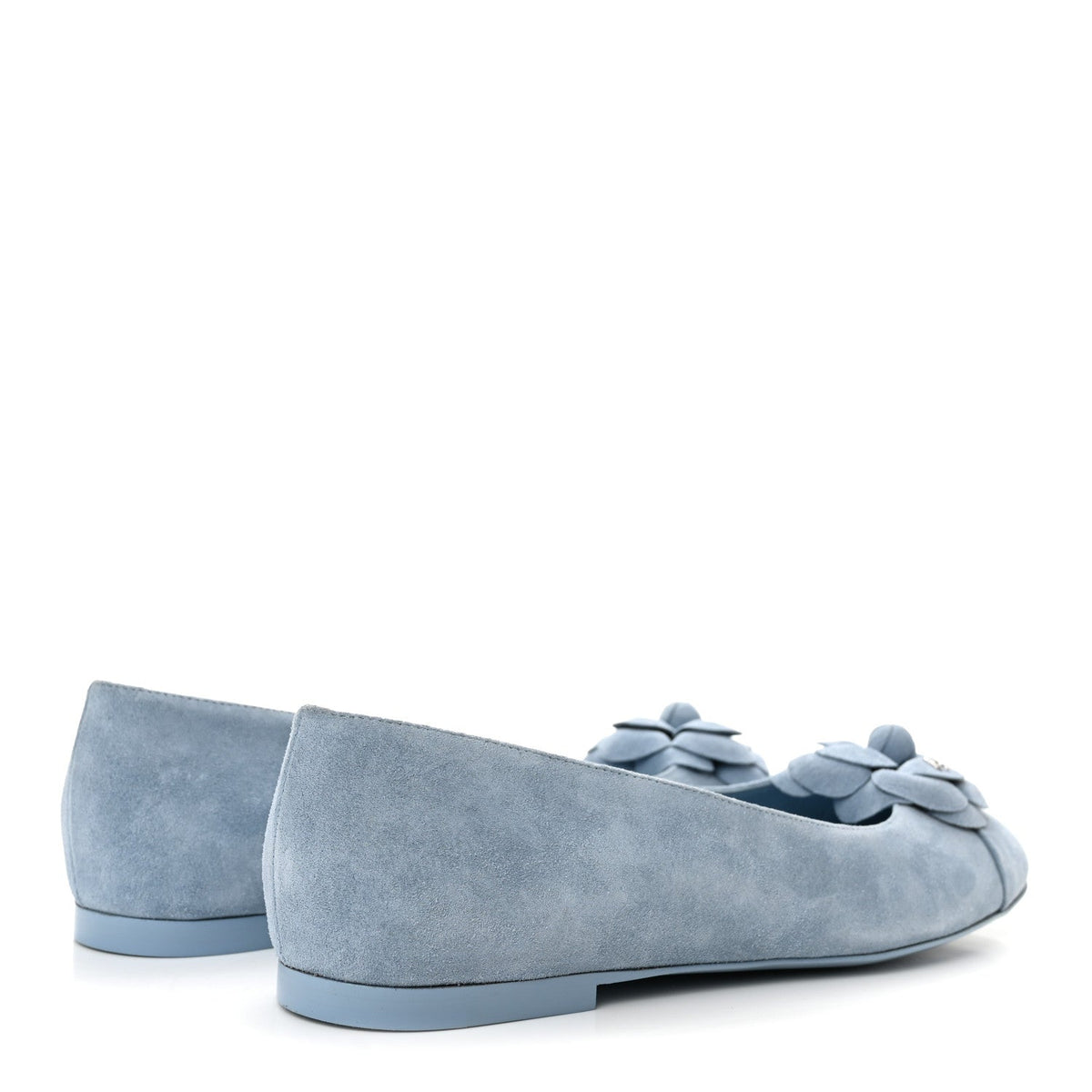 Suede Cap Toe Camellia Ballerina Flats 41 Light Blue