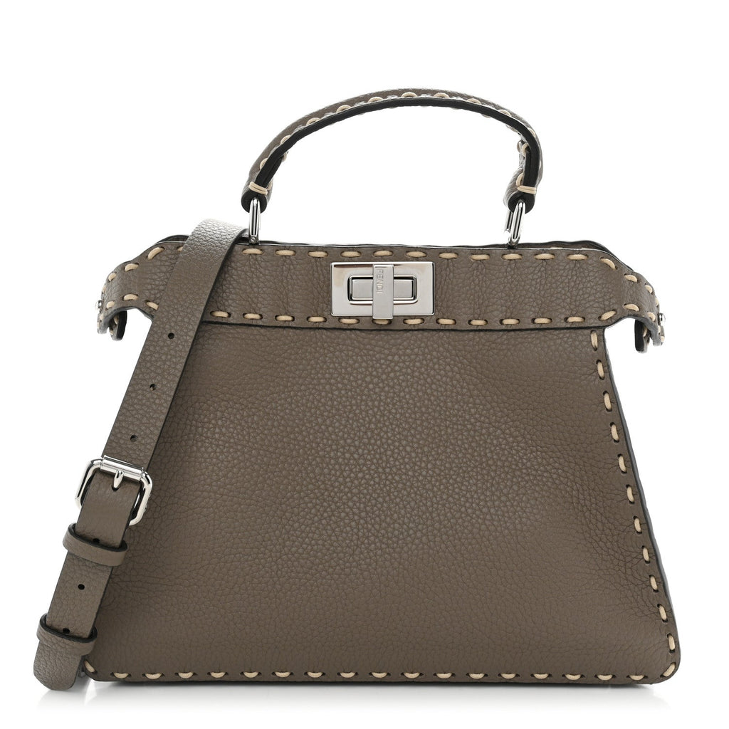 Vitello Granato Camoscio Selleria Macro Stitchings Small Peekaboo I SEE U Satchel Tartufo