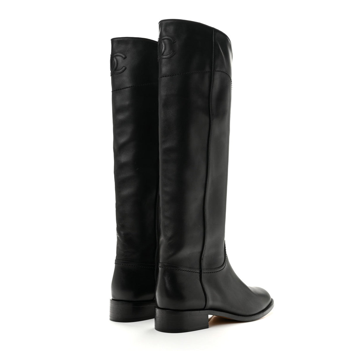 Calfskin Ascot Riding Boots 39.5 Black