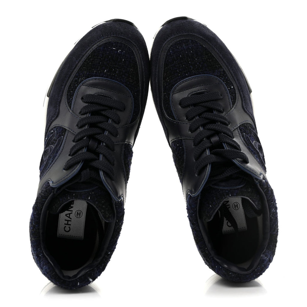 Tweed Suede Womens CC Sneakers 37.5 Black Blue