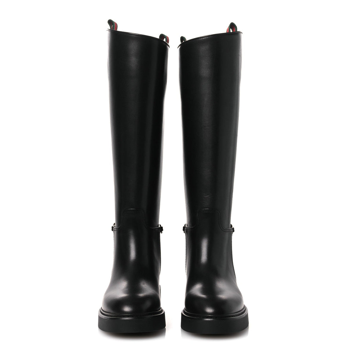 Shiny Calfskin Michelangelo Slim Horsebit Riding Boots 36 Black